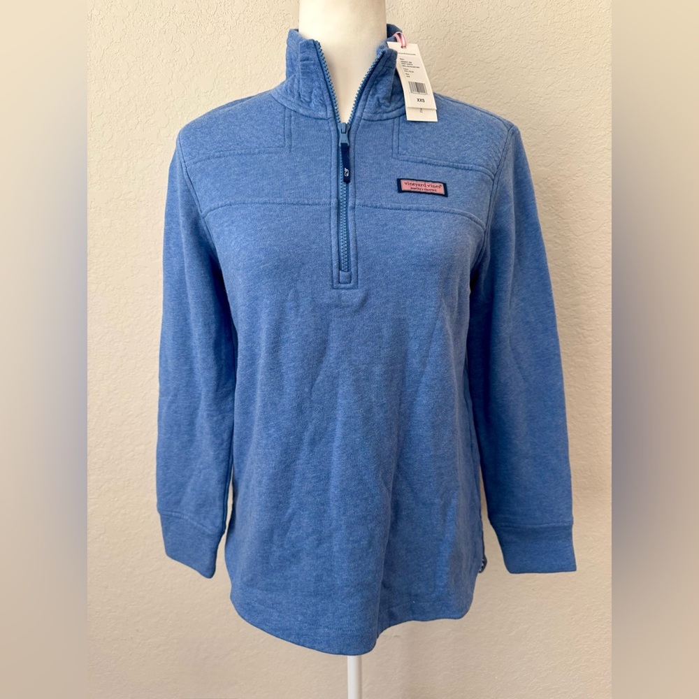NWT Vineyard Vines Shep Shirts Small Quilted Quarter Zip Hull Blue Women's XXS I